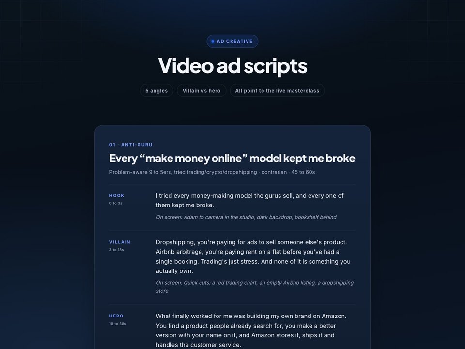 Ad creative scripts preview